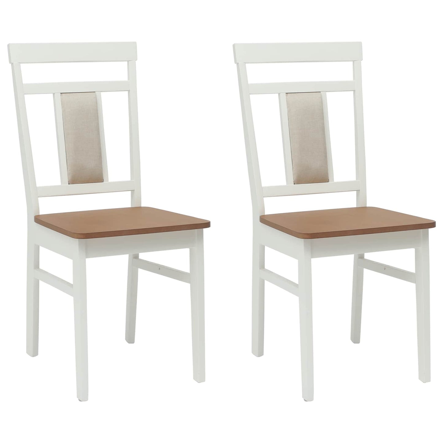 Sedia da pranzo 2 pcs Bianco e Naturale Legno di gomma solido