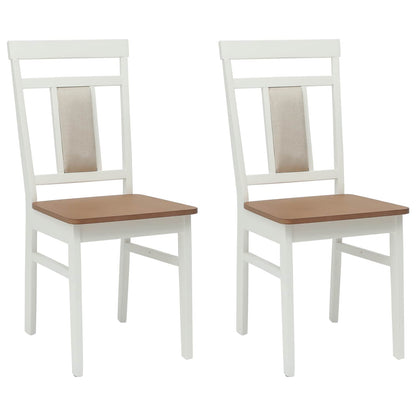Sedia da pranzo 2 pcs Bianco e Naturale Legno di gomma solido
