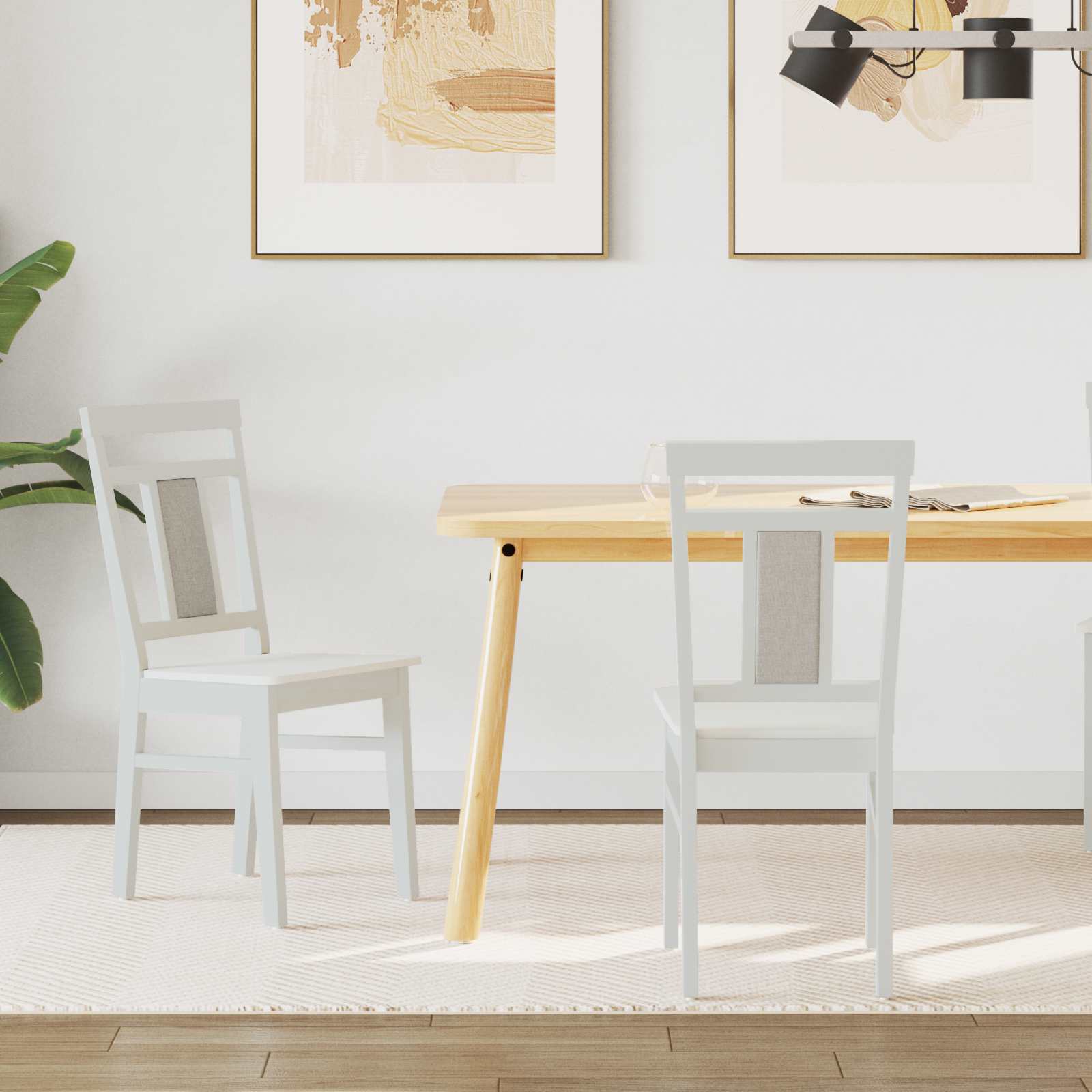 Sedia da pranzo 2 pcs Bianco Legno di gomma solido | homemem39