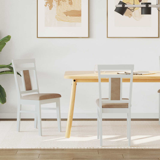 Sedia da pranzo 2 pcs Bianco e marrone Legno di gomma solido | homemem39