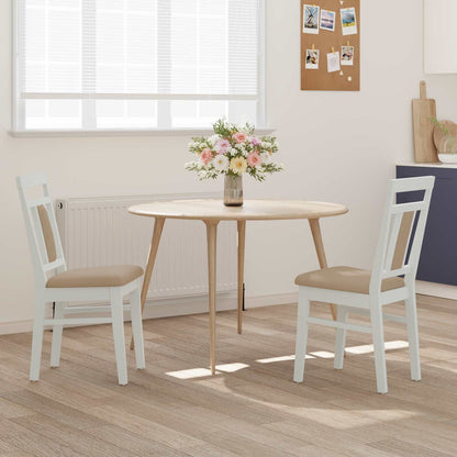 Sedia da pranzo 2 pcs Bianco e marrone Legno di gomma solido | homemem39