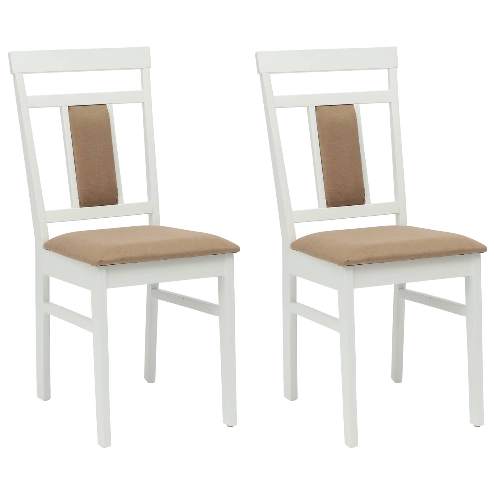Sedia da pranzo 2 pcs Bianco e marrone Legno di gomma solido | homemem39