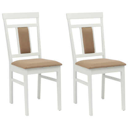 Sedia da pranzo 2 pcs Bianco e marrone Legno di gomma solido | homemem39