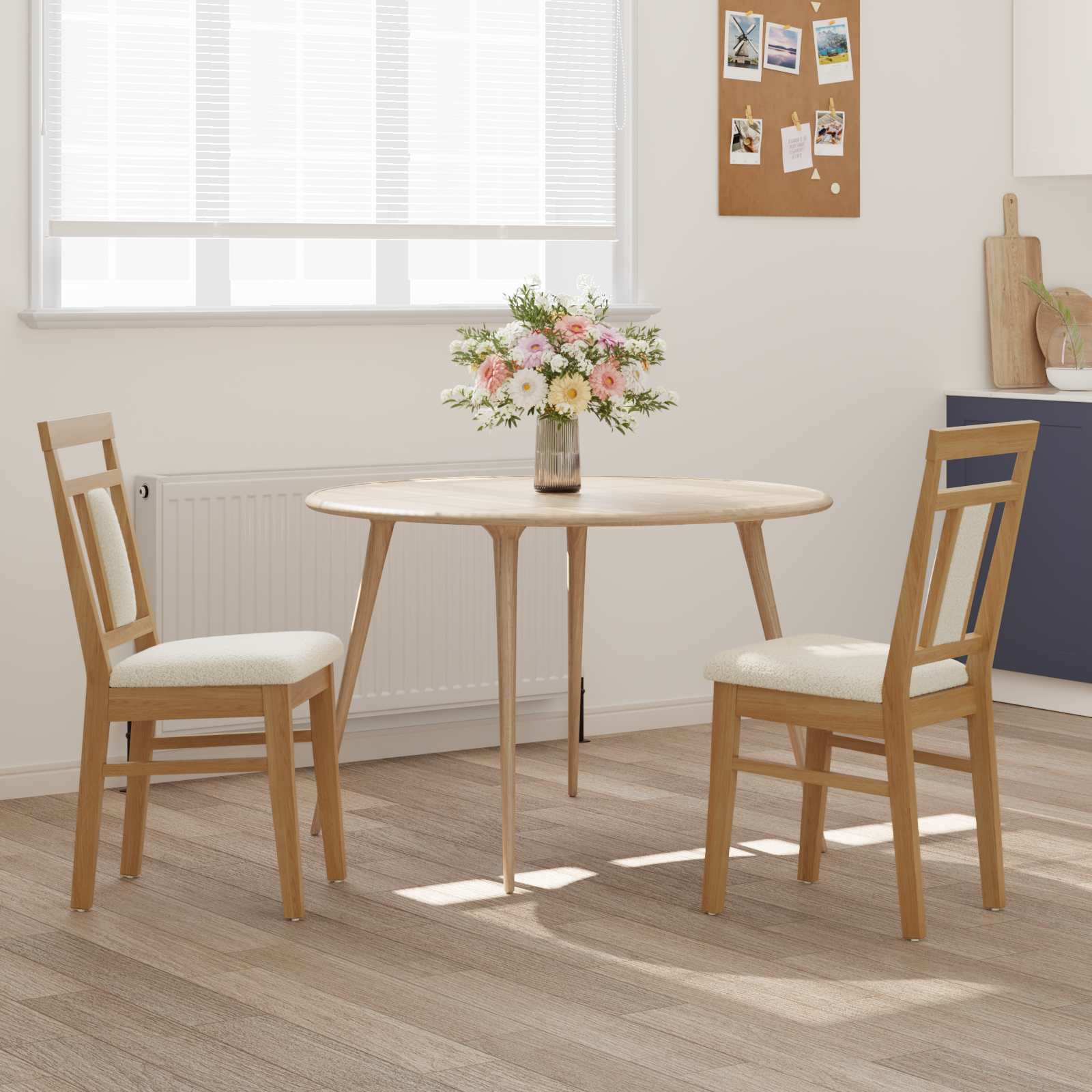 Sedia da pranzo 2 pcs Naturale e chiaro Legno di gomma solido | homemem39