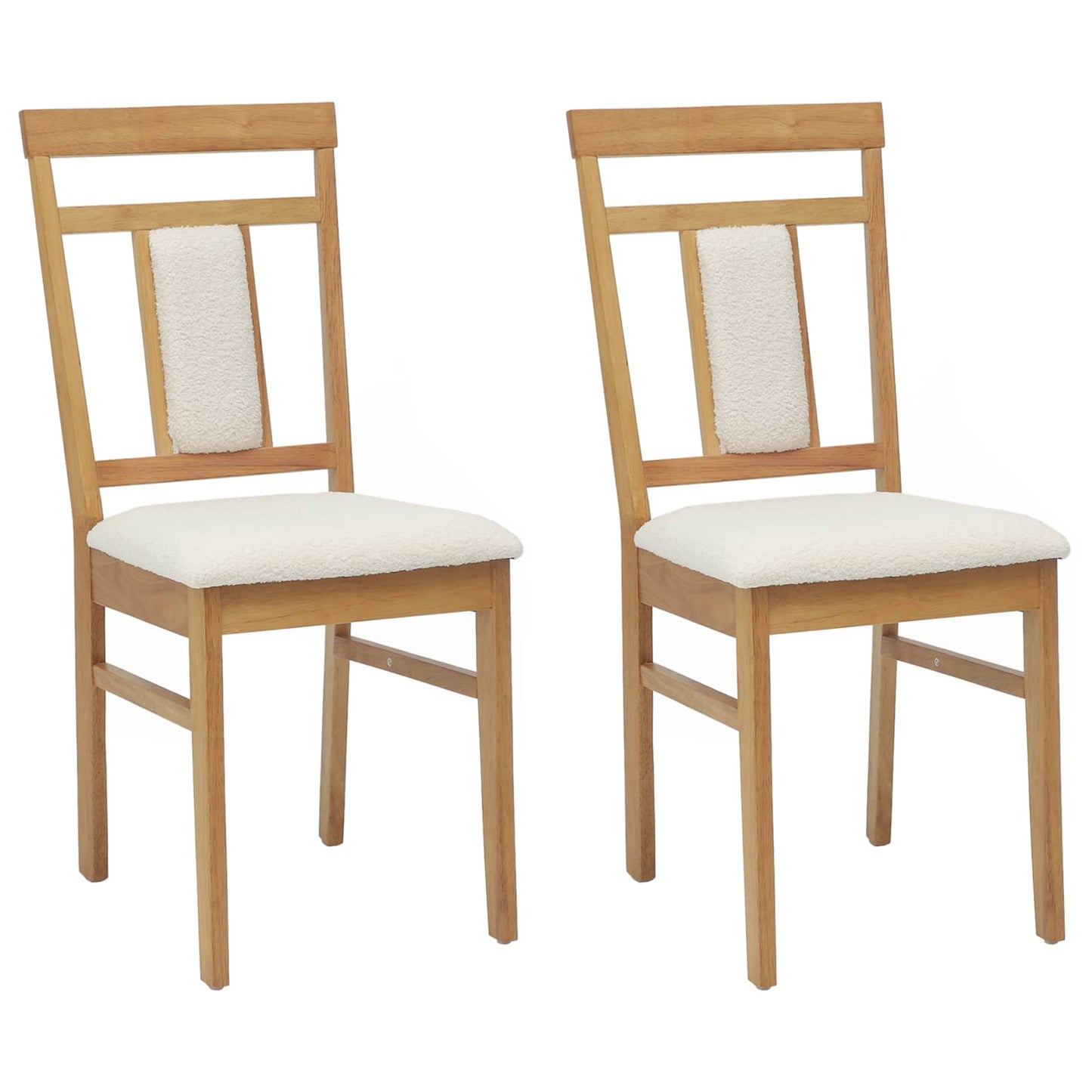 Sedia da pranzo 2 pcs Naturale e chiaro Legno di gomma solido | homemem39