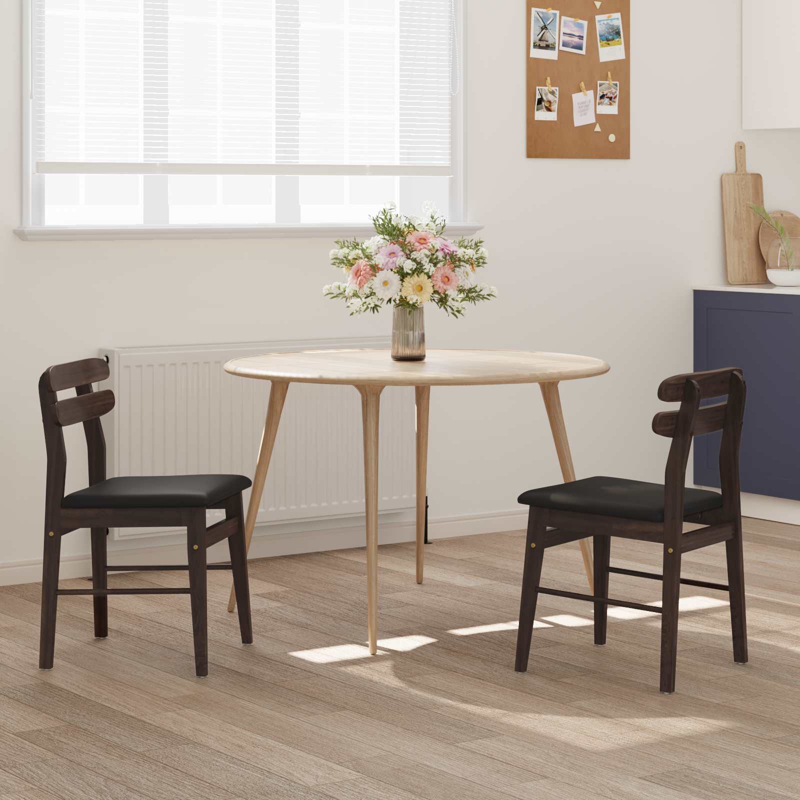 Sedia da pranzo 2 pcs Marrone chiaro e nero | homemem39