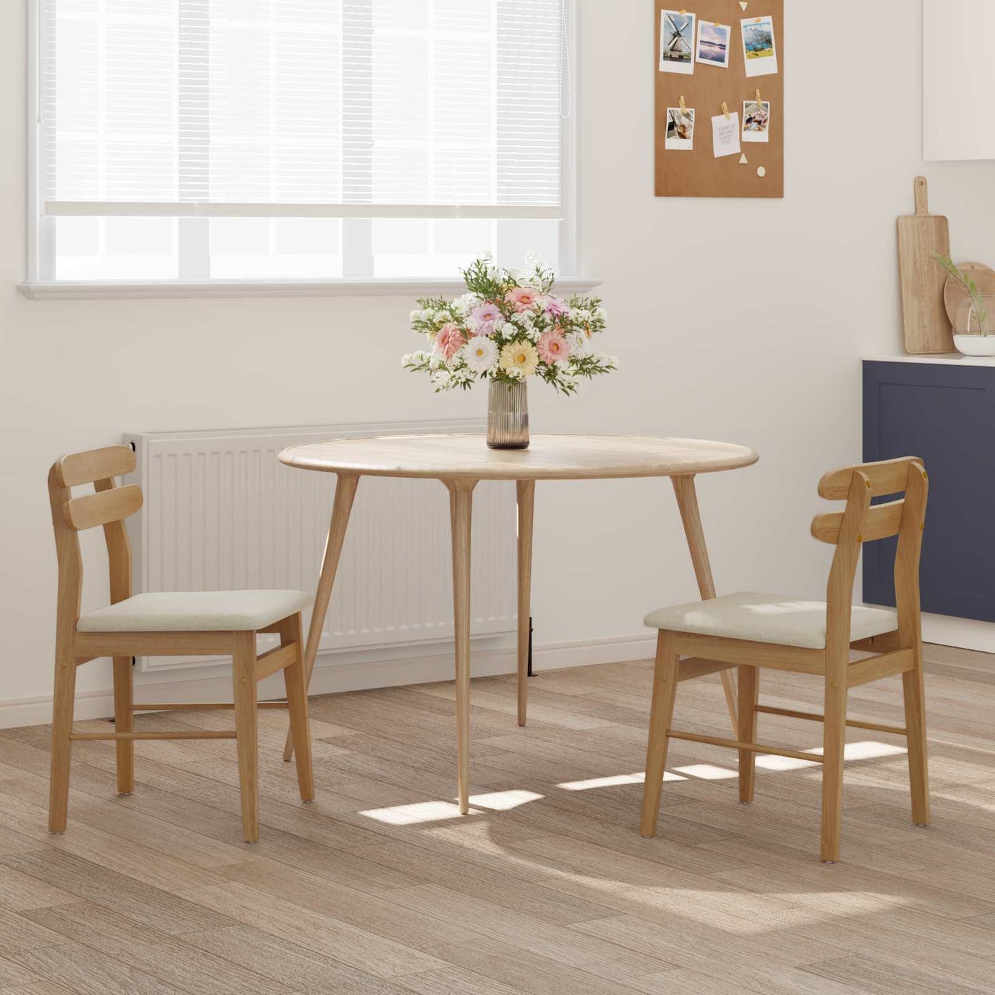 Sedia da pranzo 2 pcs Naturale e chiaro Legno di gomma solido | homemem39
