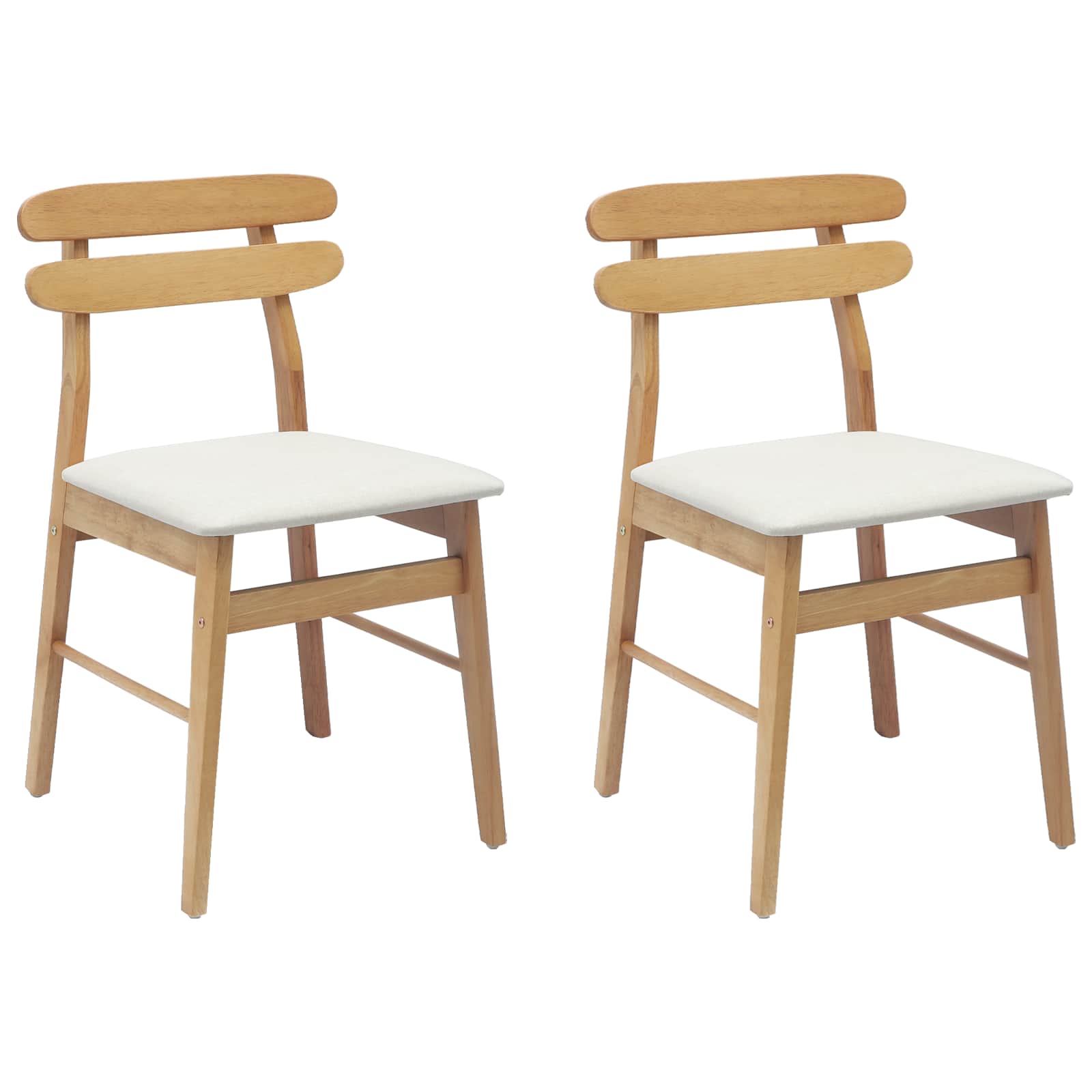 Sedia da pranzo 2 pcs Naturale e chiaro Legno di gomma solido | homemem39