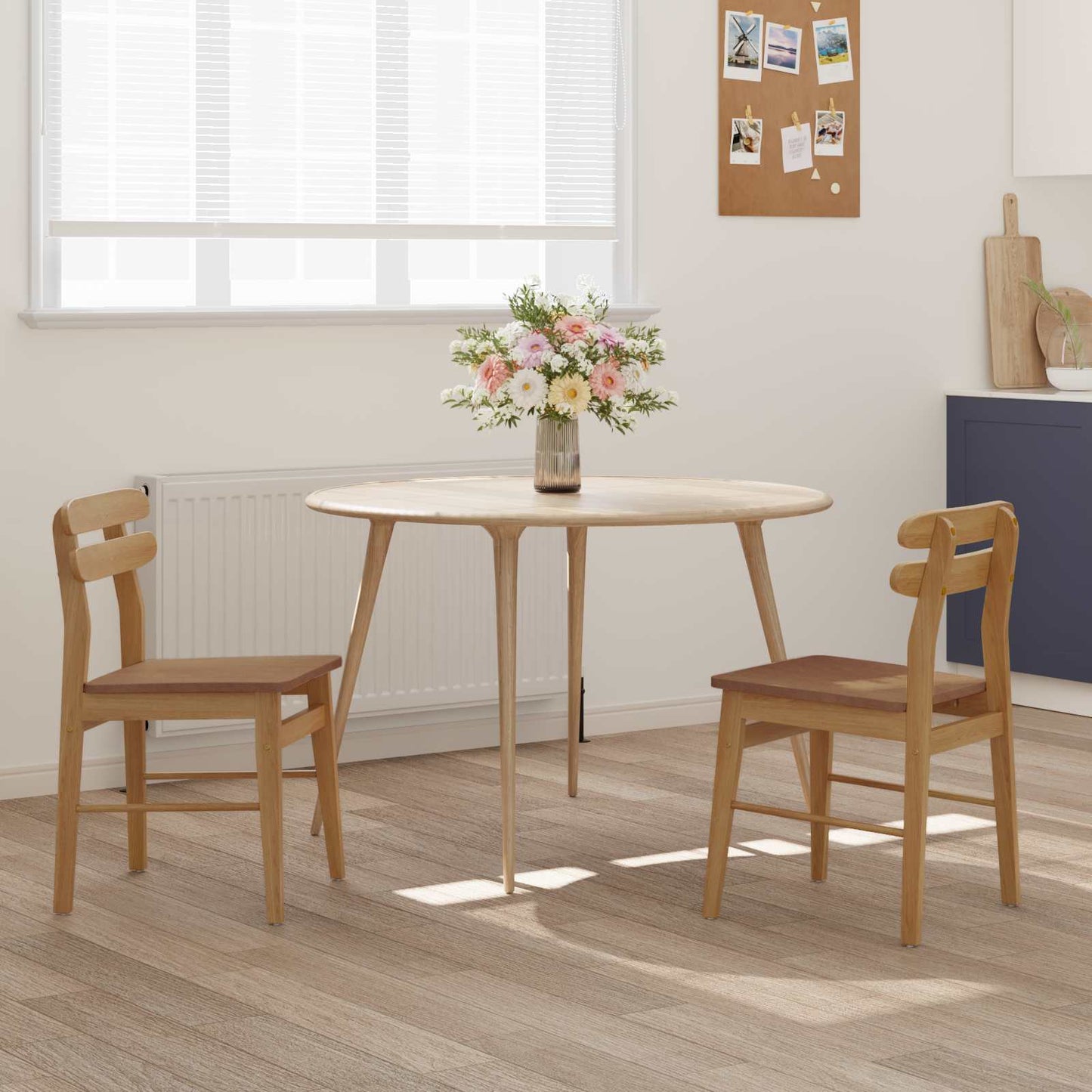 Sedia da pranzo 2 pcs Naturale Legno di gomma solido | homemem39