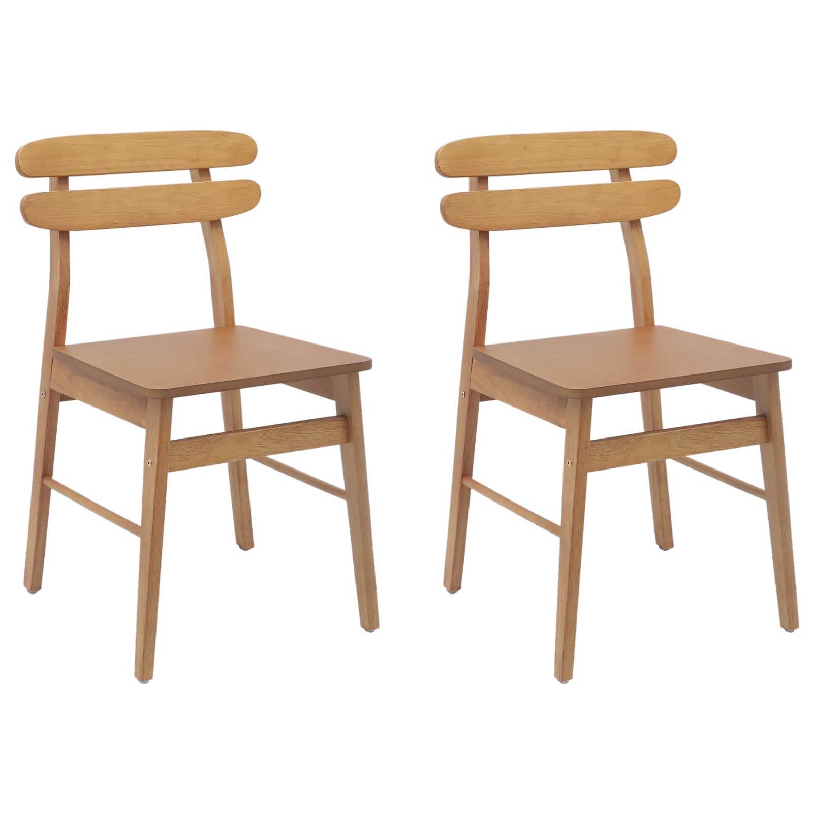Sedia da pranzo 2 pcs Naturale Legno di gomma solido | homemem39