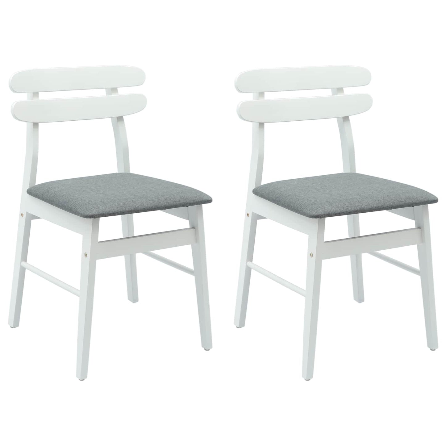 Sedia da pranzo 2 pcs Bianco e Grigio Legno di gomma solido