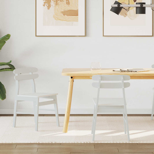 Sedia da pranzo 2 pcs Bianco Legno di gomma solido