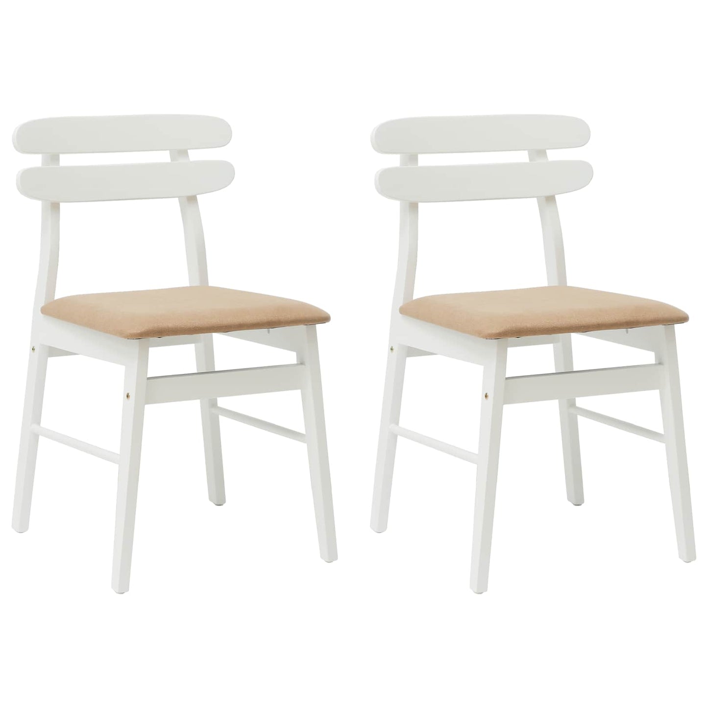 Sedia da pranzo 2 pcs Bianco e marrone Legno di gomma solido