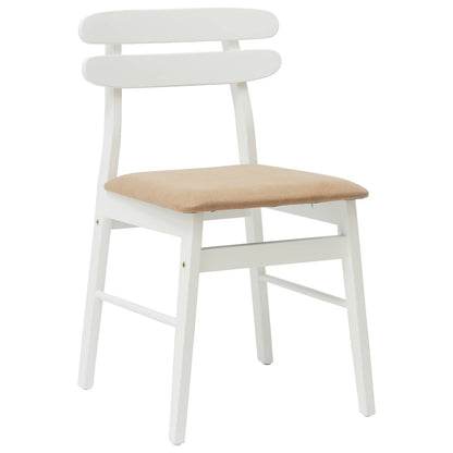 Sedia da pranzo 2 pcs Bianco e marrone Legno di gomma solido