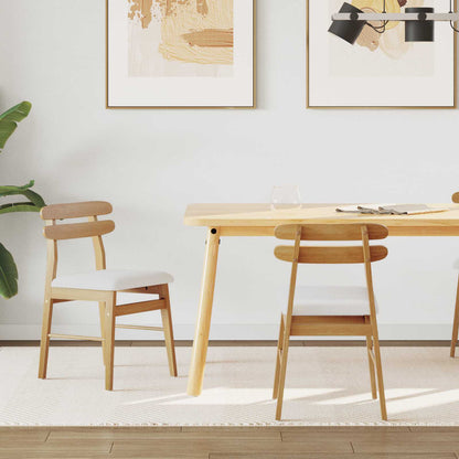 Sedia da pranzo 2 pcs Naturale e chiaro Legno di gomma solido