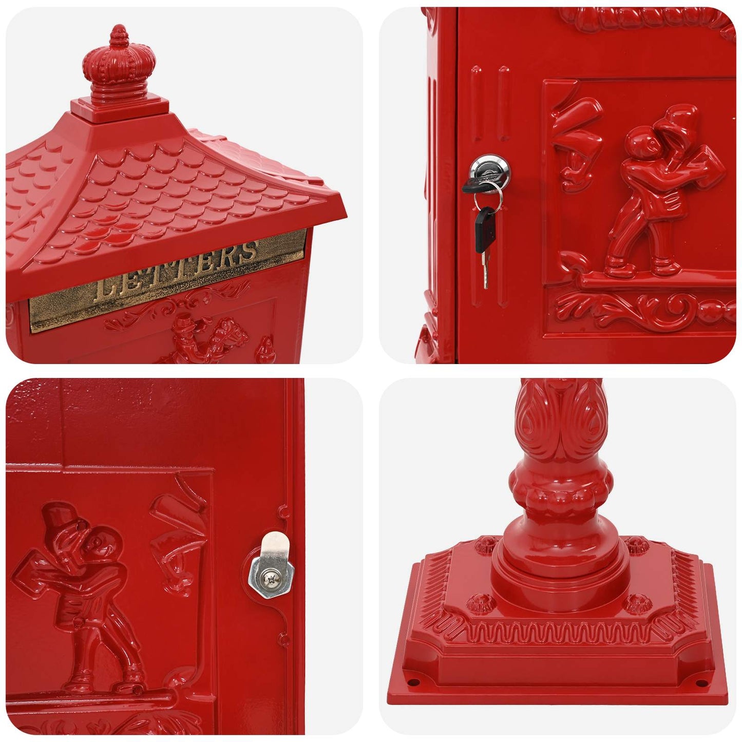Cassetta Postale Verticale con porta Rosso 42,5 x 29,5 x 117 cm | homemem39