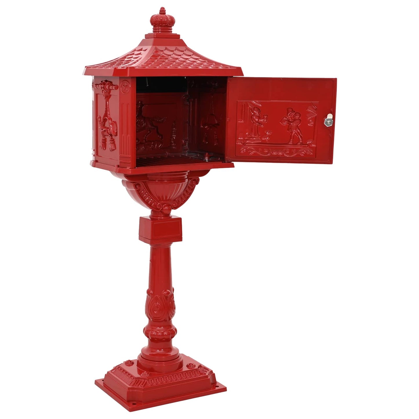 Cassetta Postale Verticale con porta Rosso 42,5 x 29,5 x 117 cm | homemem39