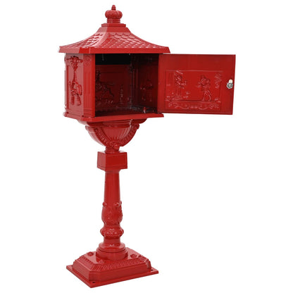 Cassetta Postale Verticale con porta Rosso 42,5 x 29,5 x 117 cm | homemem39
