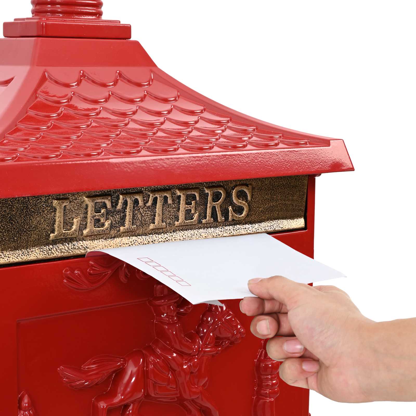 Cassetta Postale Verticale con porta Rosso 42,5 x 29,5 x 117 cm | homemem39