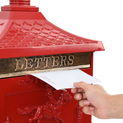Cassetta Postale Verticale con porta Rosso 42,5 x 29,5 x 117 cm