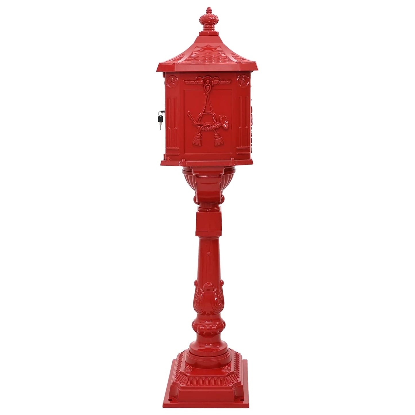Cassetta Postale Verticale con porta Rosso 42,5 x 29,5 x 117 cm | homemem39