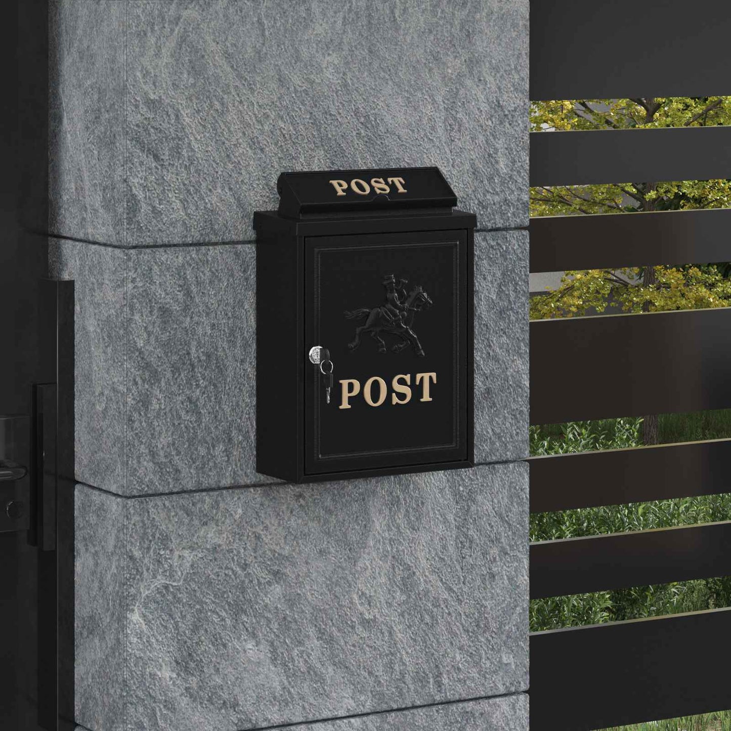 Cassetta Postale da Muro con archiviazione Nero 29 x 13 x 41 cm | homemem39