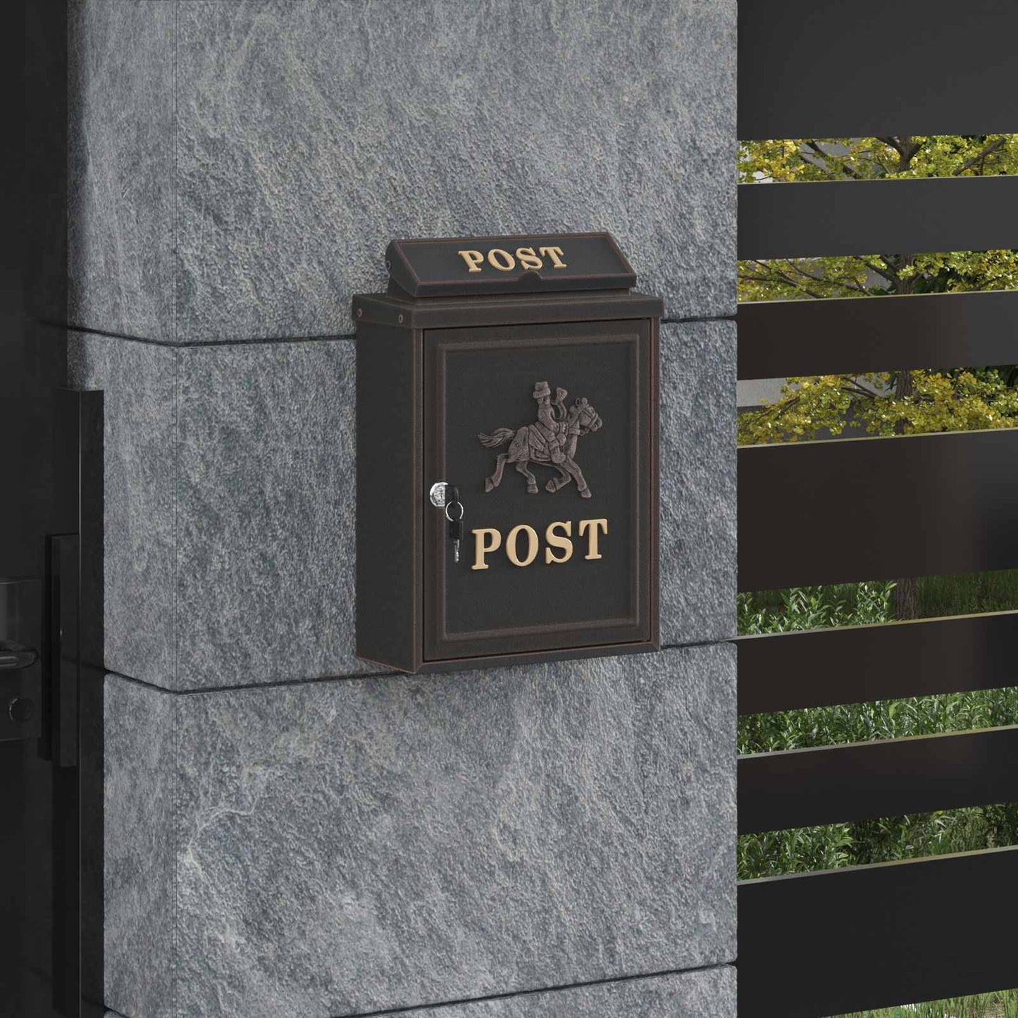 Cassetta Postale da Muro con porta Bronzo 29 x 13 x 41 cm