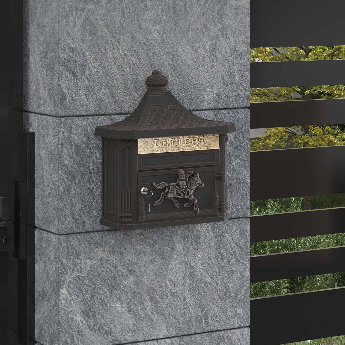 Cassetta Postale da Muro con porta Bronzo 40,5 x 16 x 45 cm | homemem39