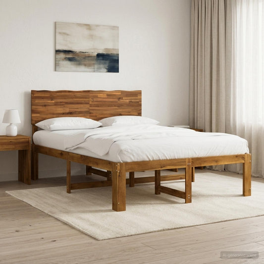 Letto matrimoniale con testiera ROSTOCK Naturale 135 x 190 cm | homemem39