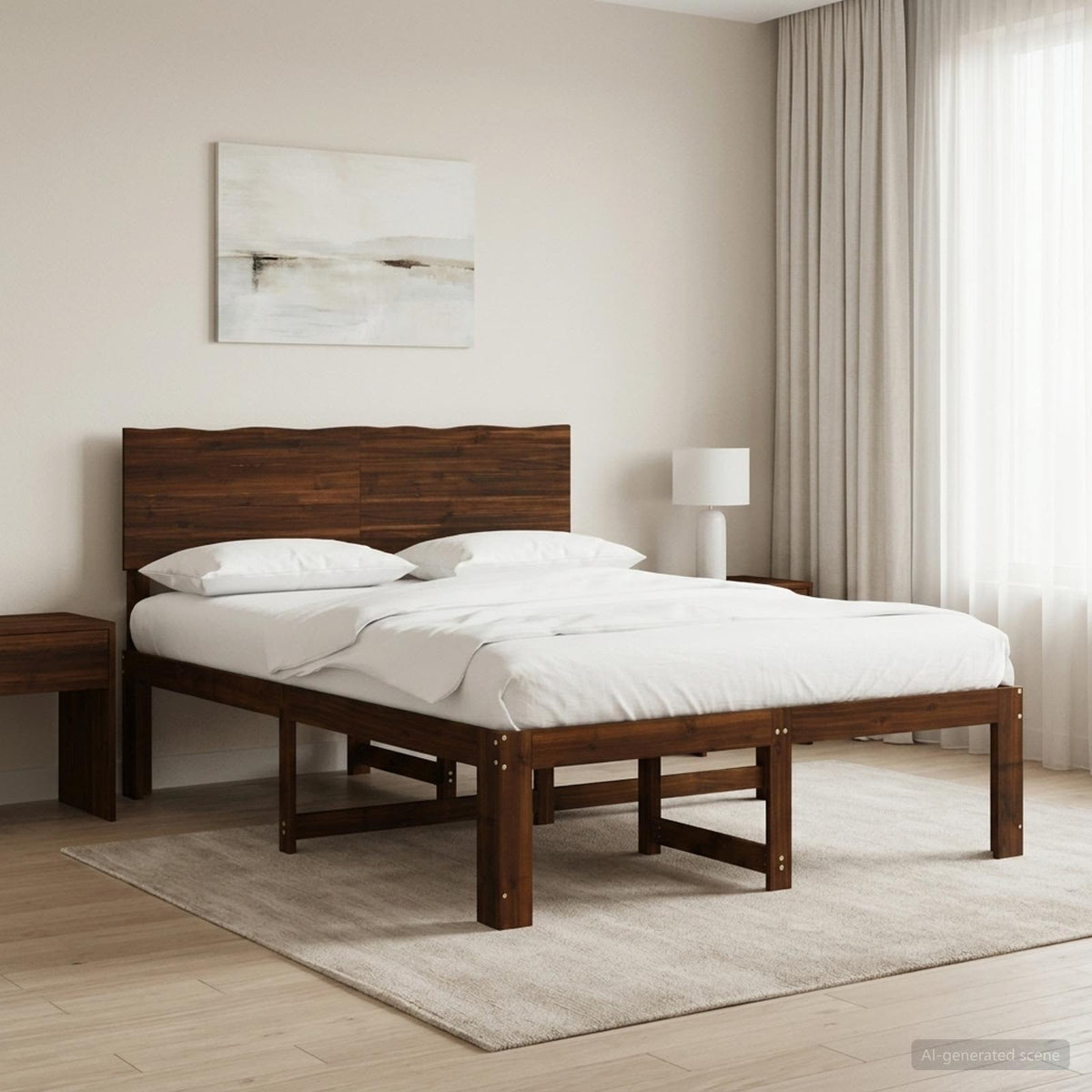 Letto matrimoniale con testiera ROSTOCK Marrone Scuro