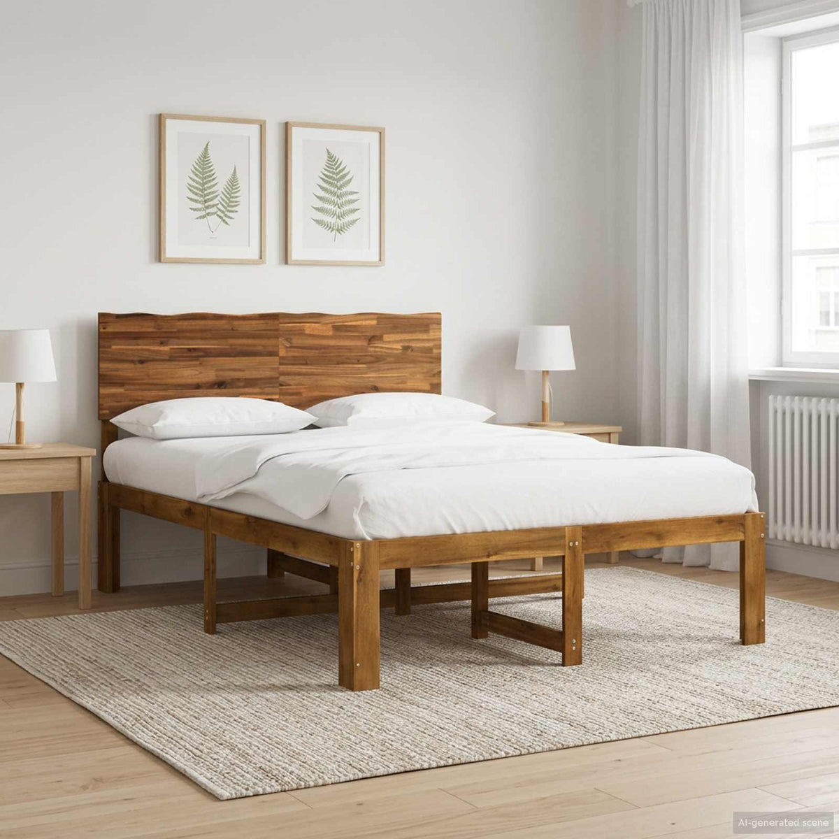 Letto matrimoniale con testiera ROSTOCK Naturale 140 x 200 cm