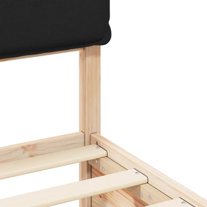 Letto con Testiera Rivestita Nero 120 x 200 cm Pino massello