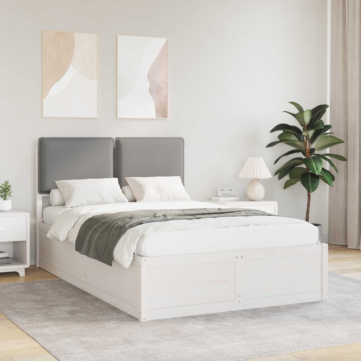 Letto con Testiera Rivestita Grigio chiaro 120 x 190 cm | homemem39