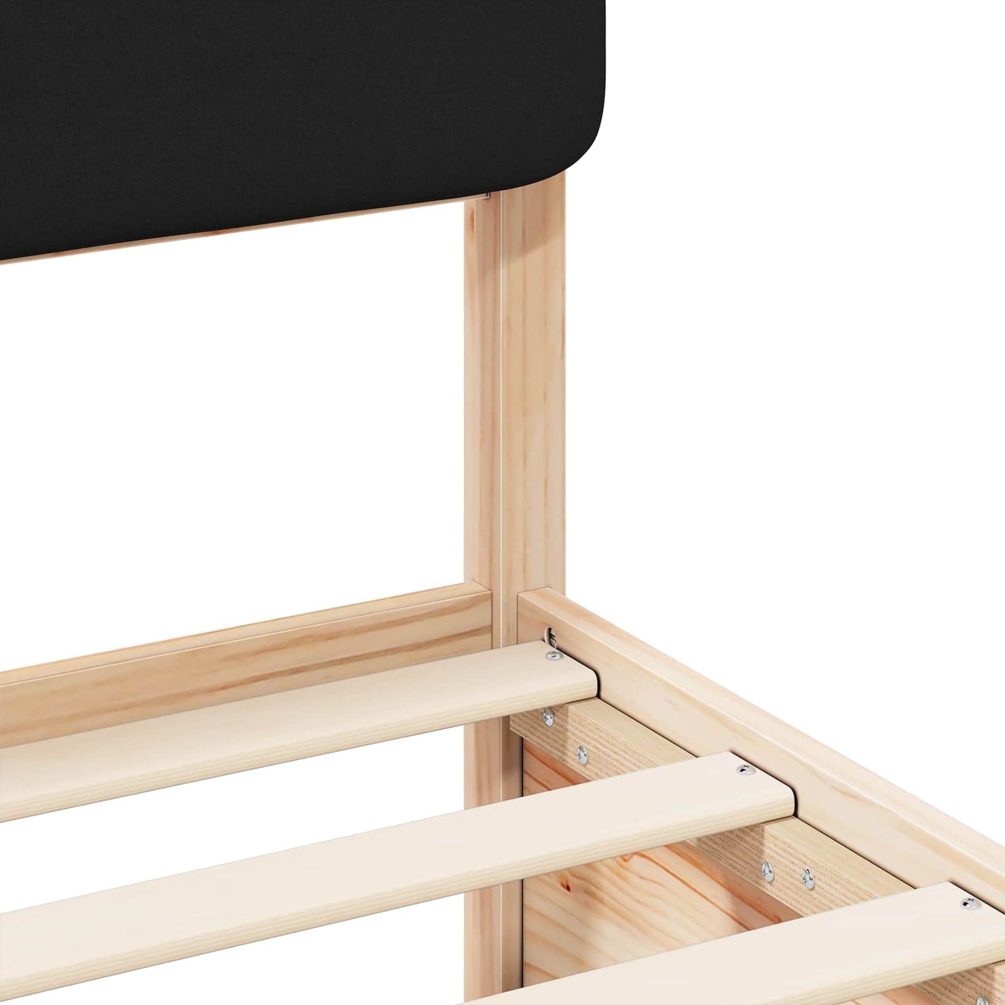 Letto con Testiera Rivestita Nero 120 x 200 cm Pino massello