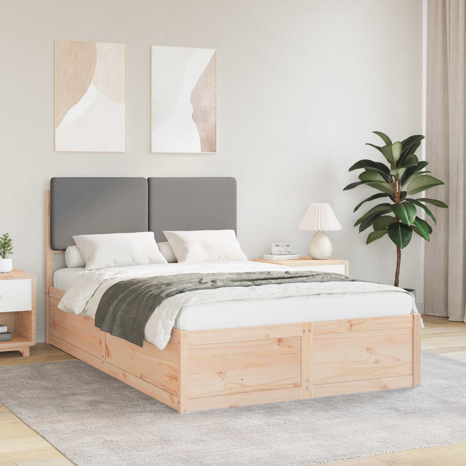 Letto con Testiera Rivestita Grigio chiaro 120 x 190 cm | homemem39