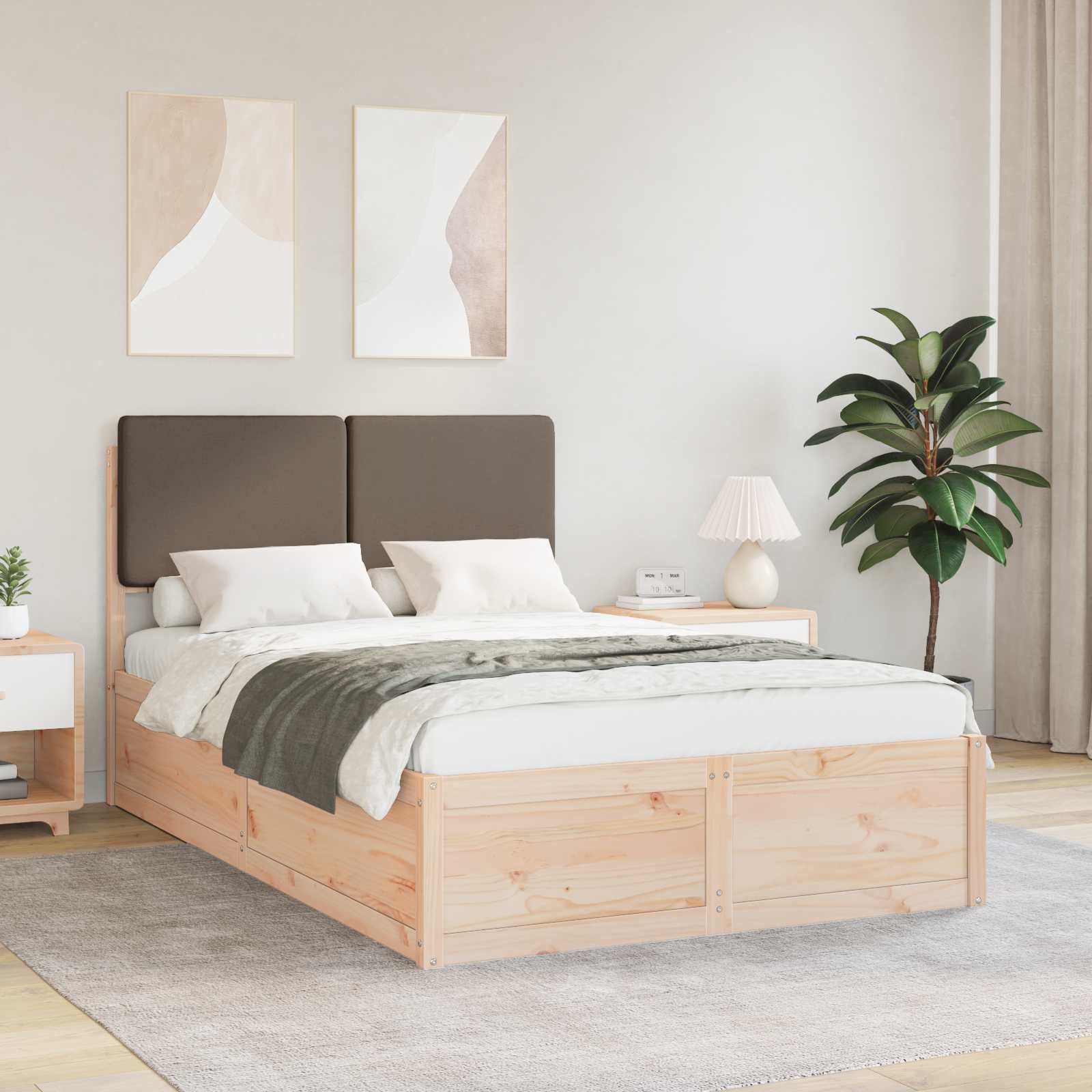 Letto con Testiera Rivestita Talpa 120 x 190 cm Pino massello | homemem39
