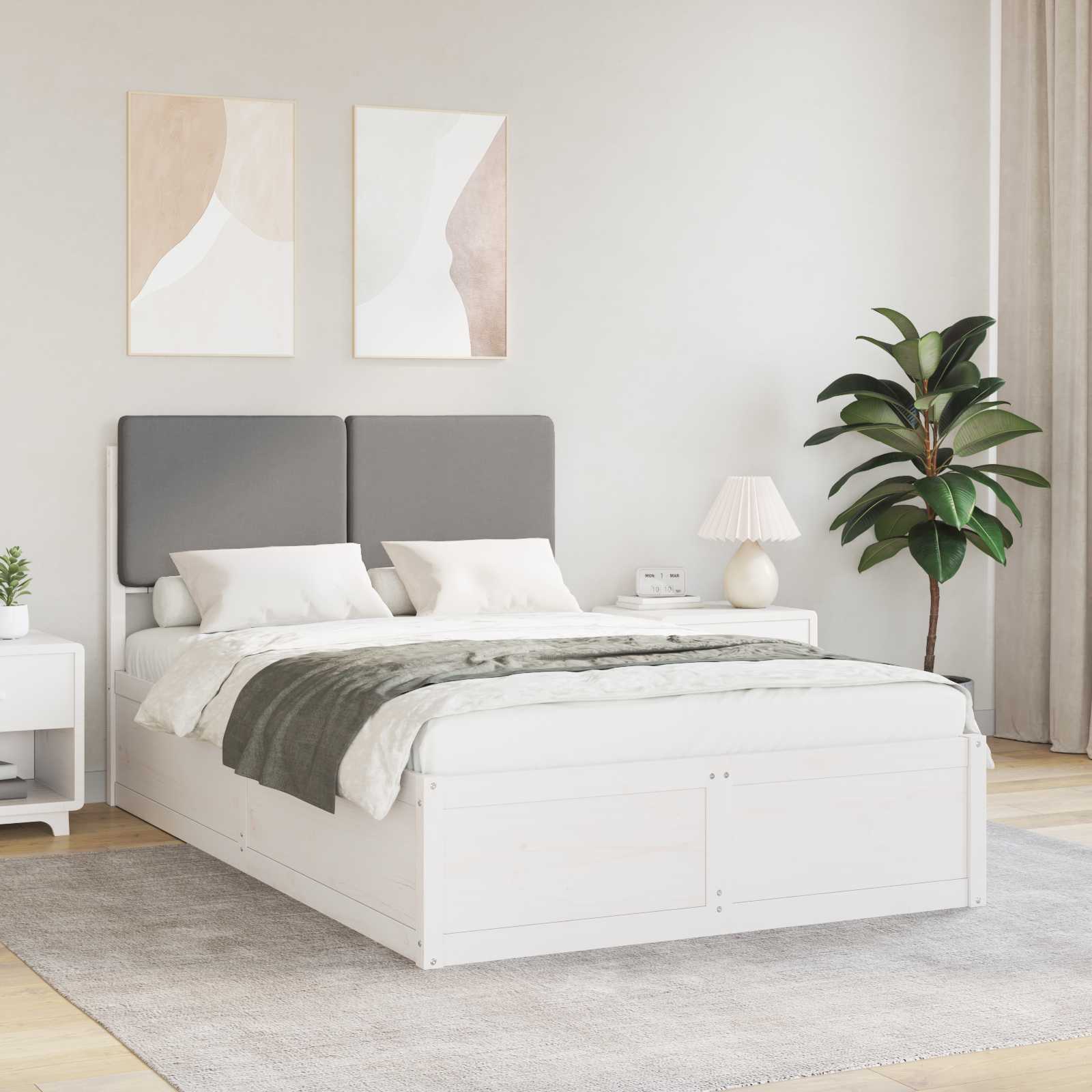 Letto con Testiera Rivestita Grigio chiaro 120 x 190 cm | homemem39