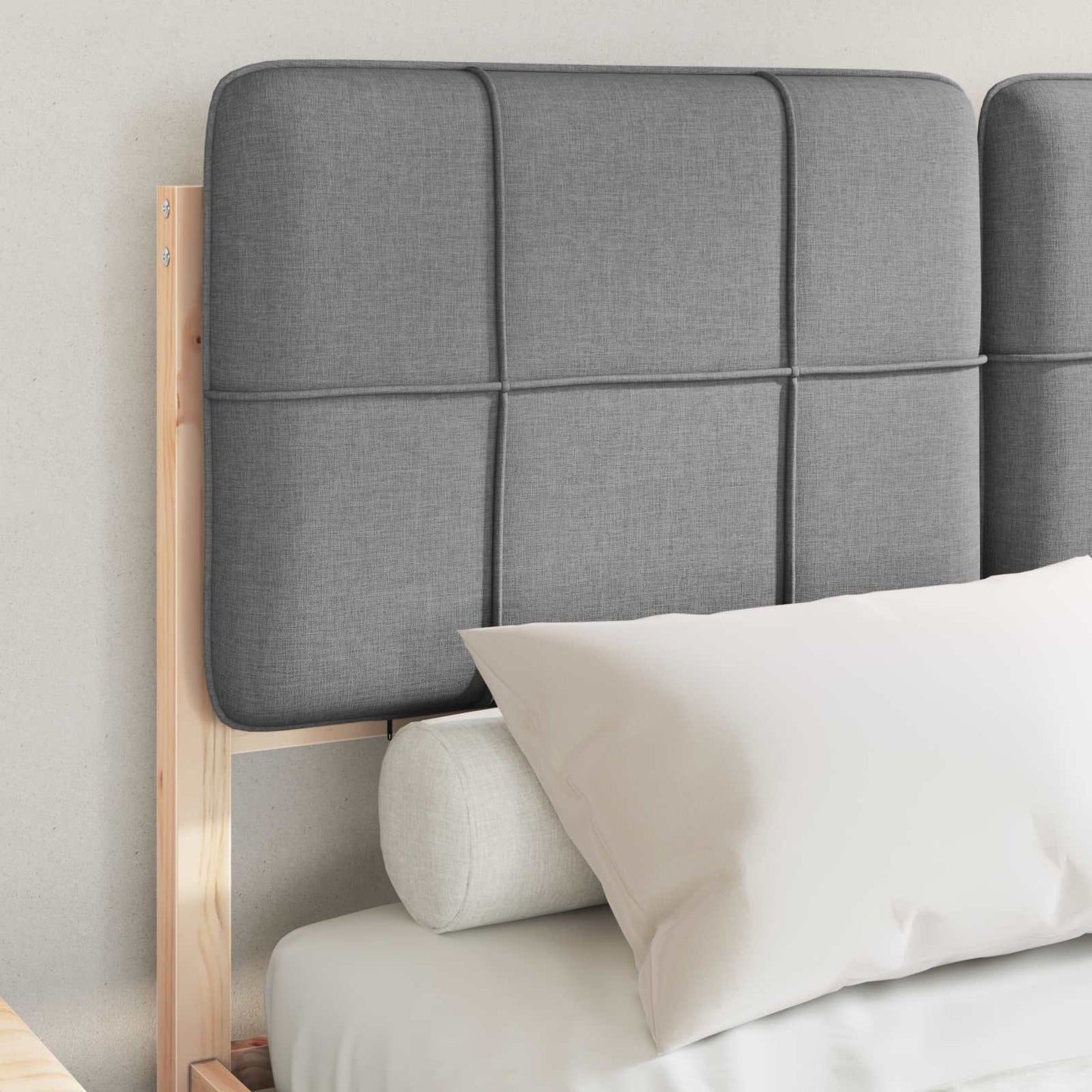 Letto con Testiera Rivestita Grigio chiaro 120 x 200 cm