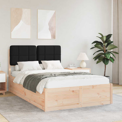 Letto con Testiera Rivestita Nero 120 x 200 cm Pino massello