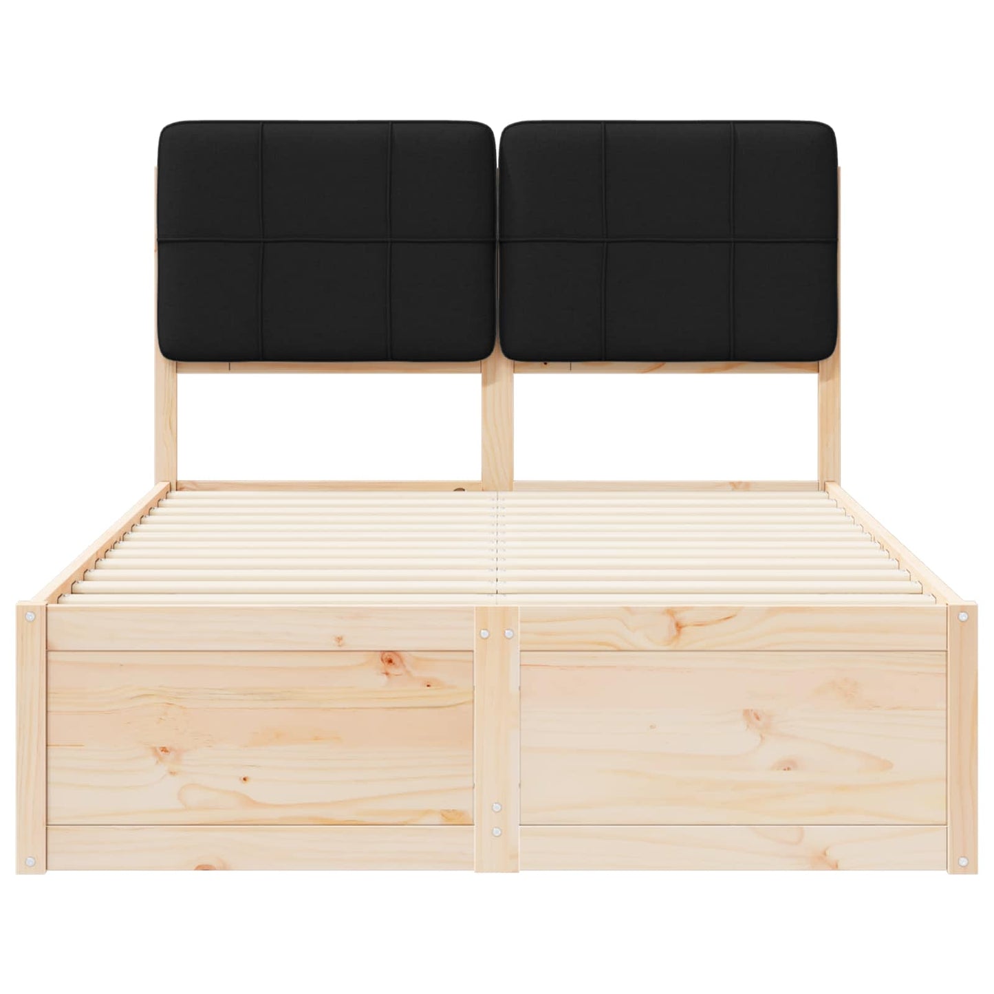 Letto con Testiera Rivestita Nero 120 x 200 cm Pino massello