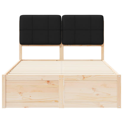 Letto con Testiera Rivestita Nero 120 x 200 cm Pino massello
