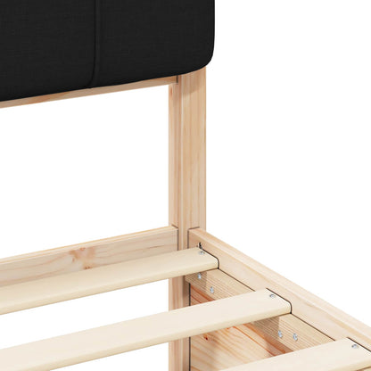 Letto con Testiera Rivestita Nero 120 x 190 cm Pino massello