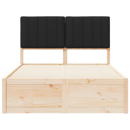Letto con Testiera Rivestita Nero 120 x 200 cm Pino massello