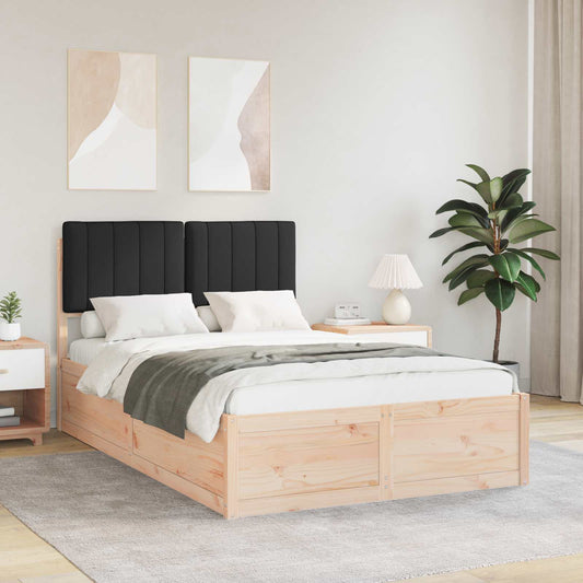 Letto con Testiera Rivestita Nero 120 x 190 cm Pino massello | homemem39