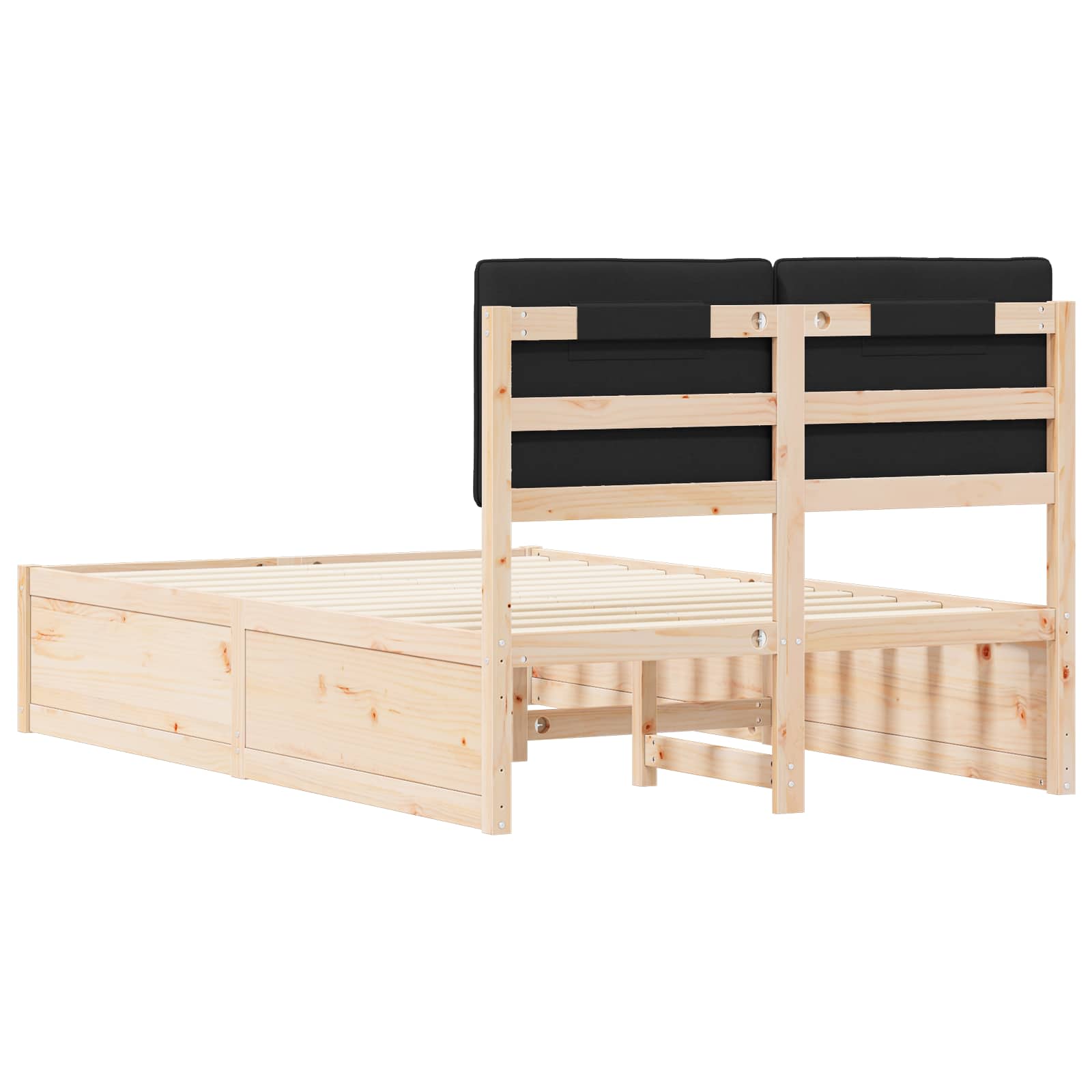 Letto con Testiera Rivestita Nero 120 x 190 cm Pino massello | homemem39