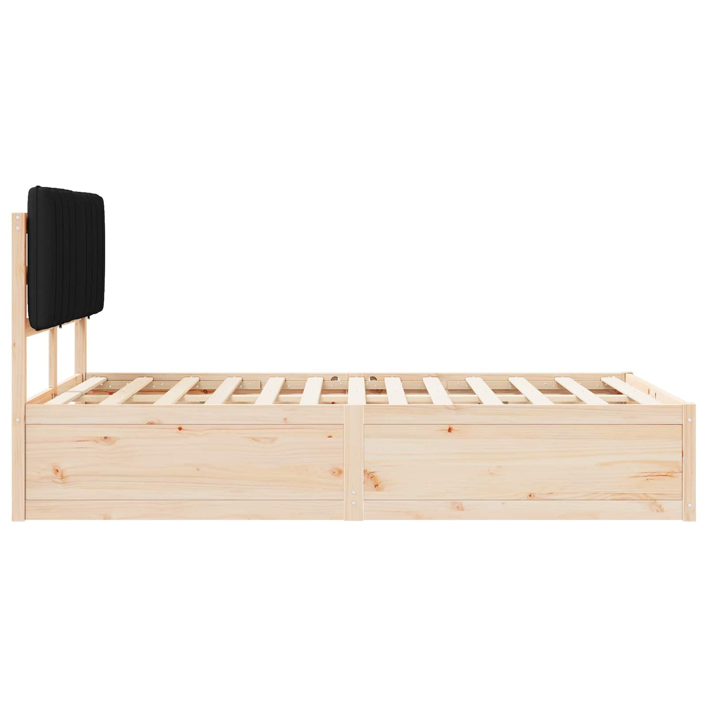 Letto con Testiera Rivestita Nero 120 x 190 cm Pino massello | homemem39