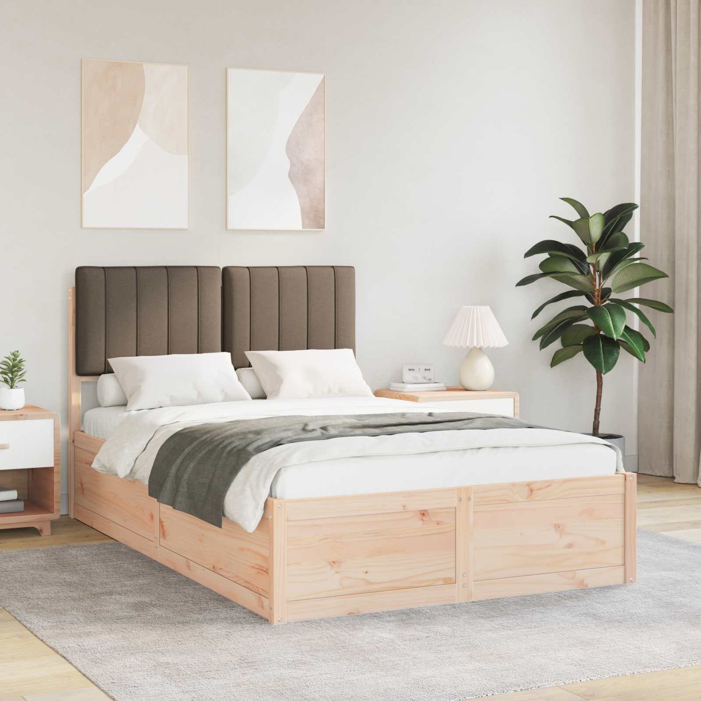 Letto con Testiera Rivestita Talpa 120 x 190 cm Pino massello | homemem39