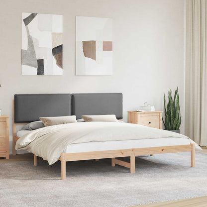 Letto con Testiera Rivestita Grigio scuro 200 x 200 cm | homemem39