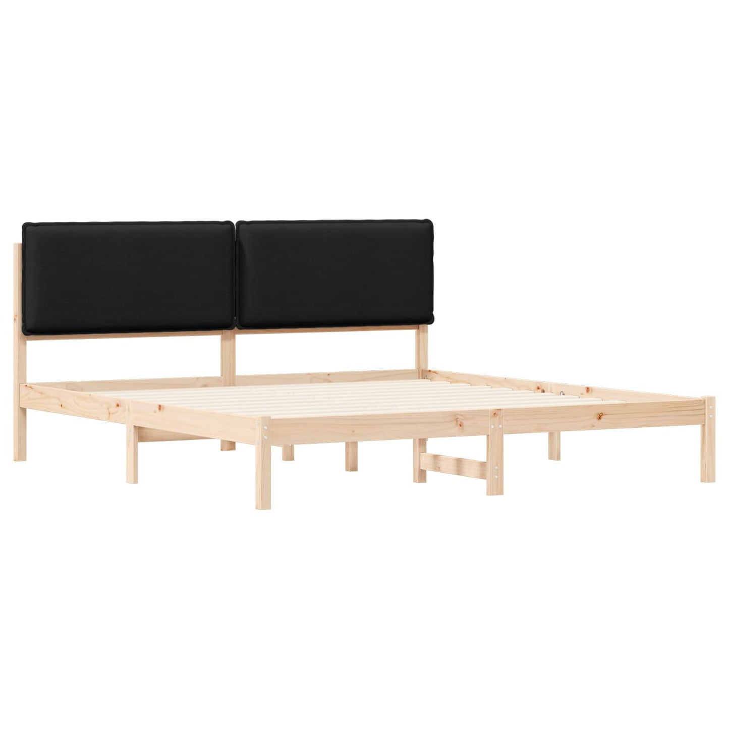 Letto con Testiera Rivestita Nero 200 x 200 cm | homemem39