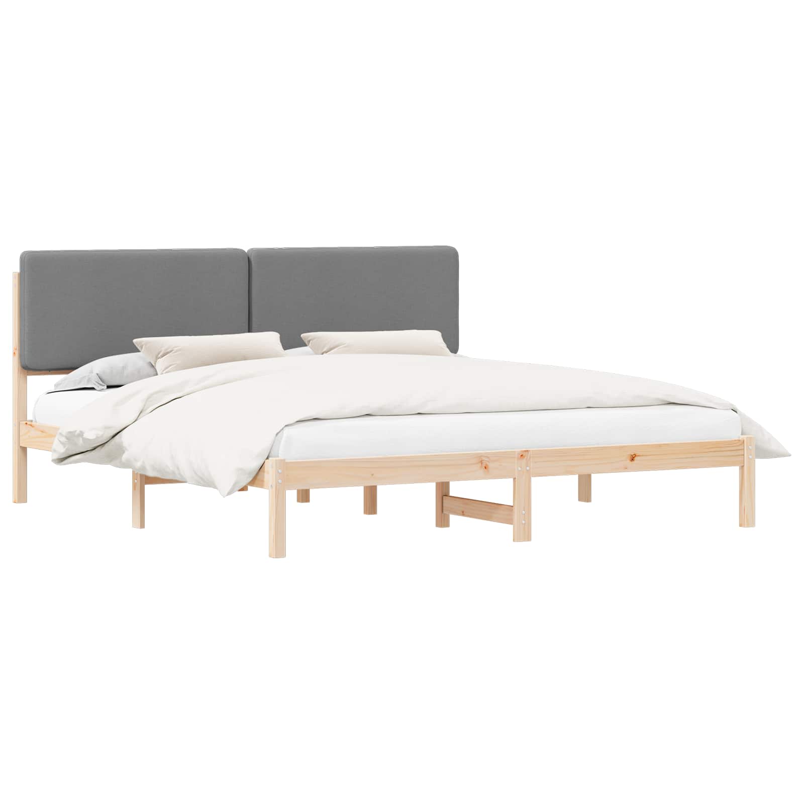 Letto con Testiera Rivestita Grigio chiaro 200 x 200 cm | homemem39